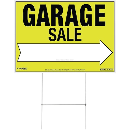 Sunburst Systems Sign Garage Sale 22 in x 32 in Corrugated Plastic with Step Stake 3828
